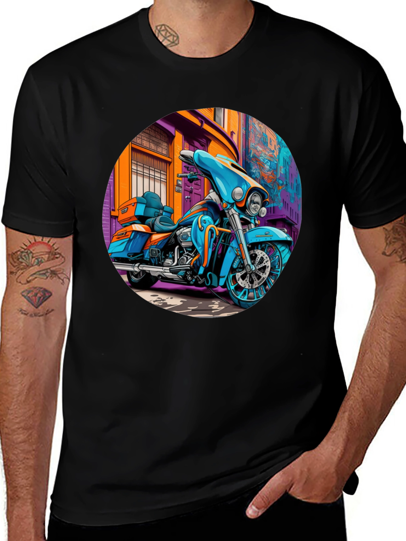 Motorcycle Graphic Print T-Shirt