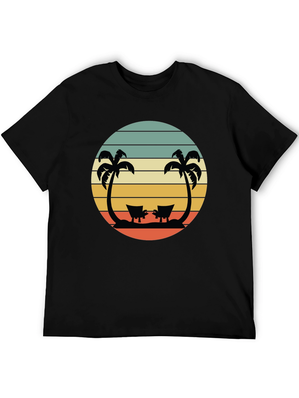 Retro Beach T-Shirt - Relaxing Palm Tree Sunset Design