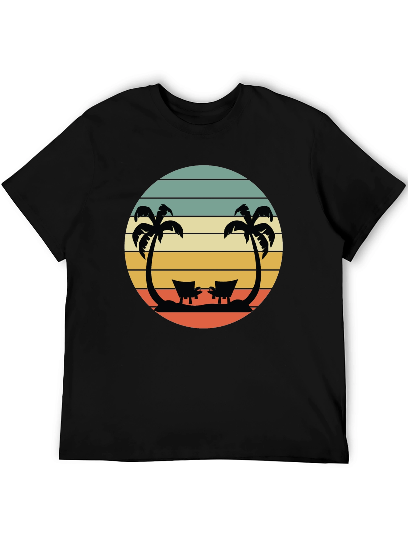 Retro Beach T-Shirt - Relaxing Palm Tree Sunset Design