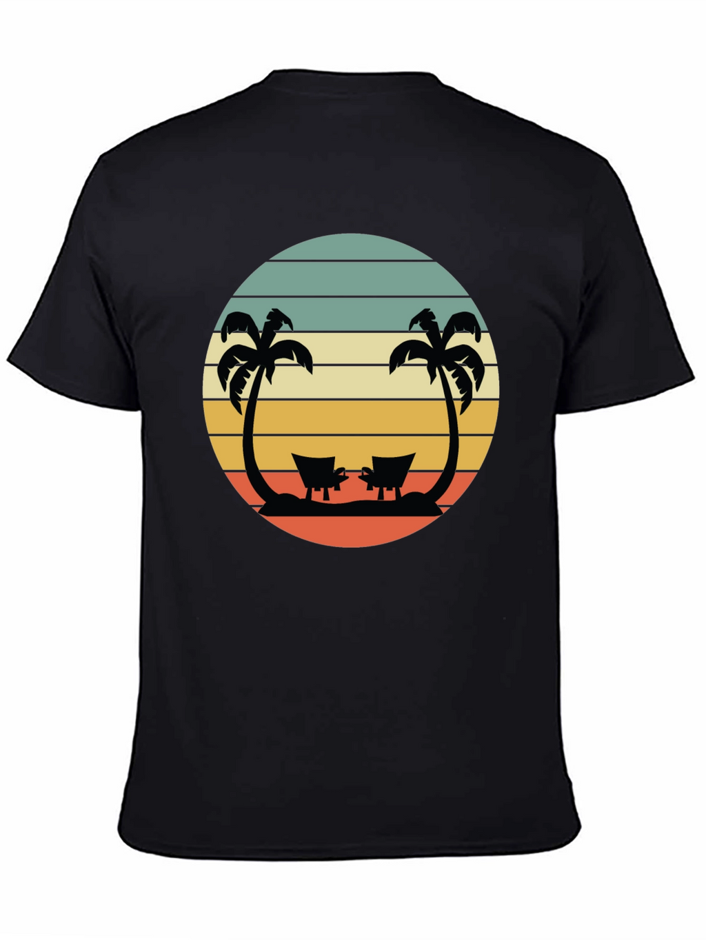 Retro Beach T-Shirt - Relaxing Palm Tree Sunset Design