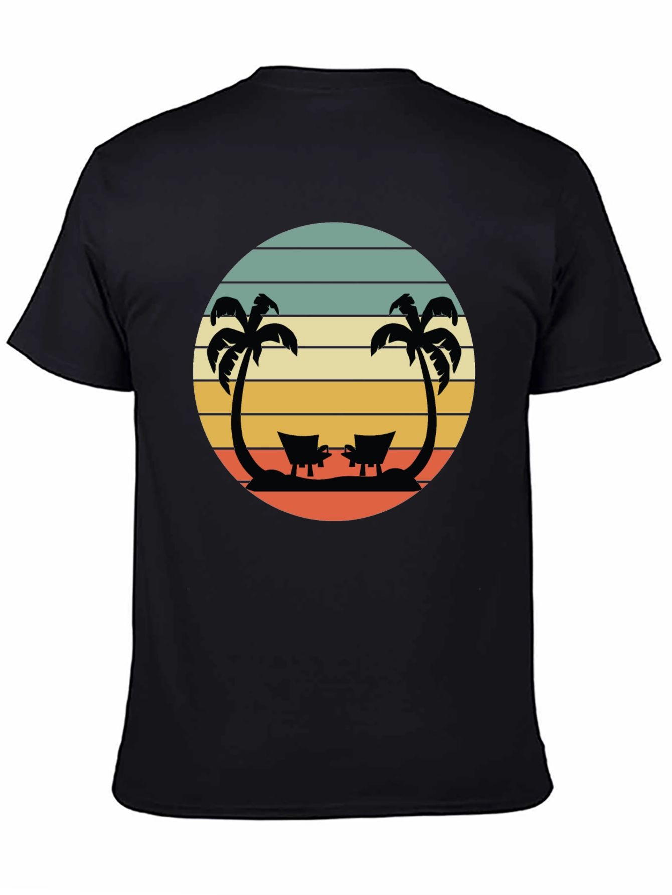 Retro Beach T-Shirt - Relaxing Palm Tree Sunset Design