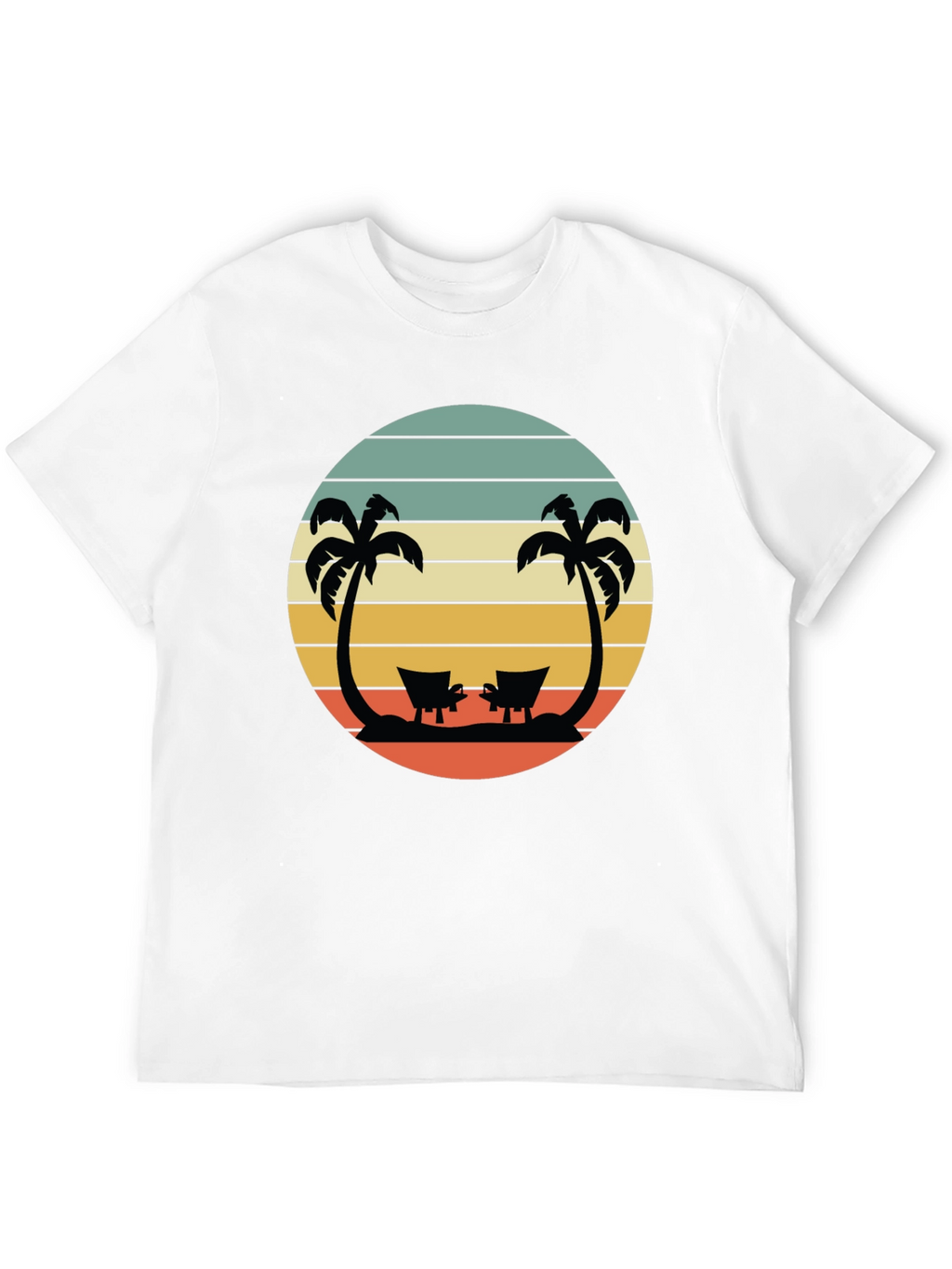 Retro Beach T-Shirt - Relaxing Palm Tree Sunset Design