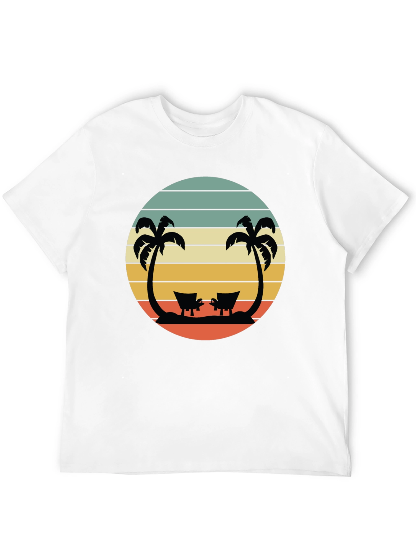 Retro Beach T-Shirt - Relaxing Palm Tree Sunset Design
