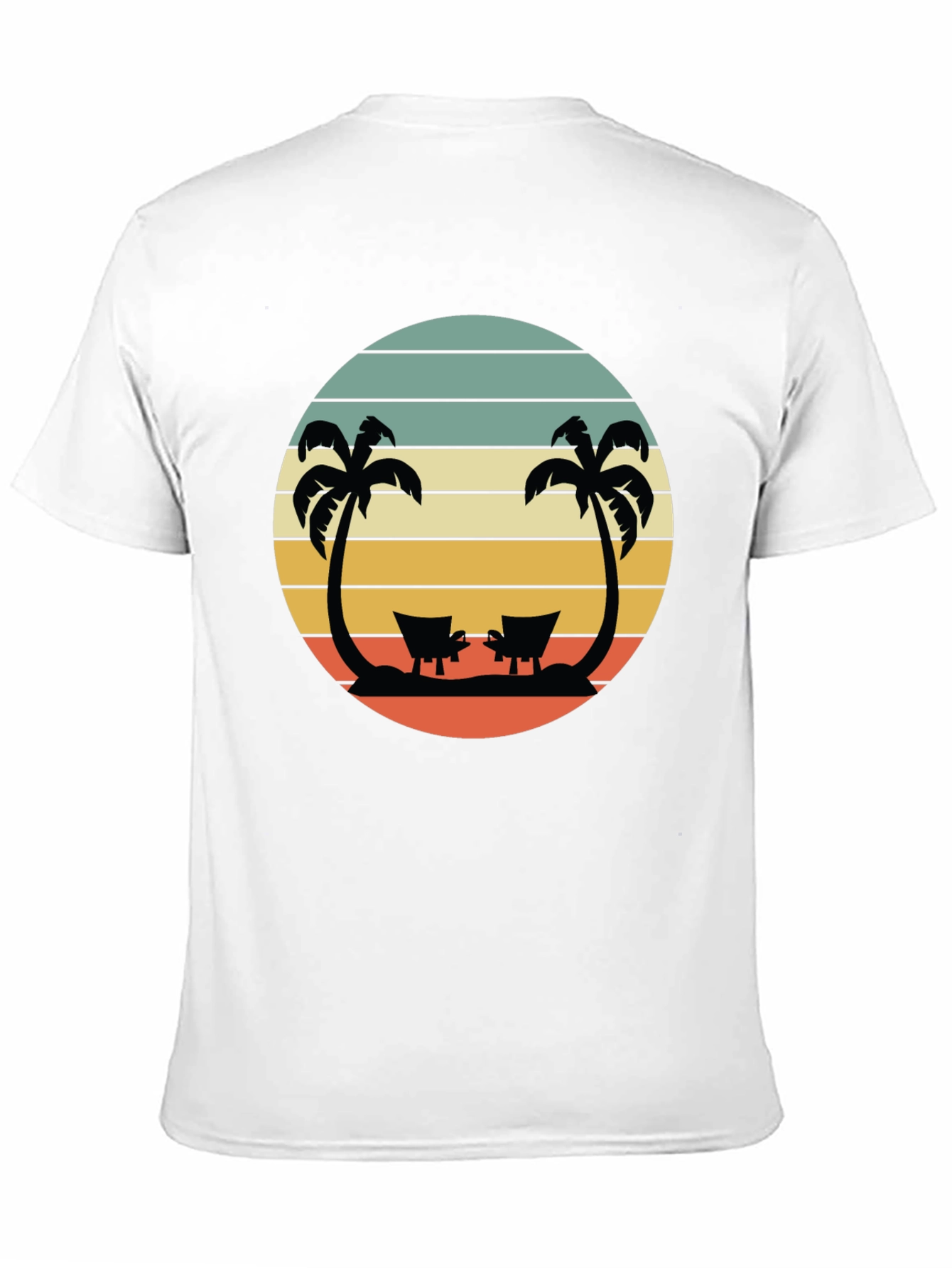 Retro Beach T-Shirt - Relaxing Palm Tree Sunset Design