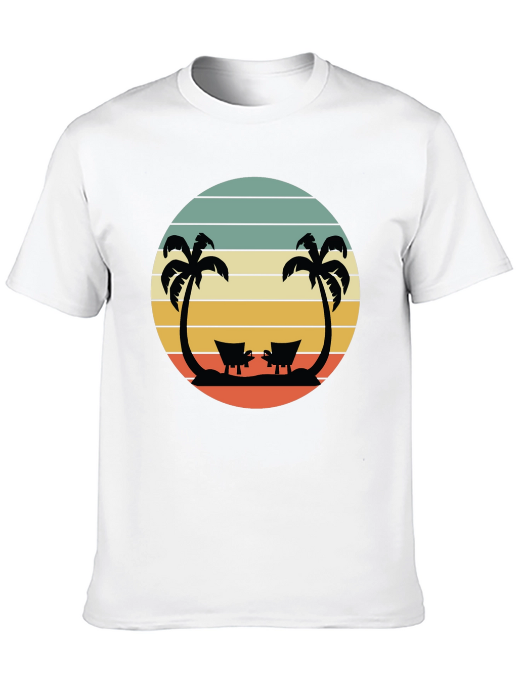 Retro Beach T-Shirt - Relaxing Palm Tree Sunset Design