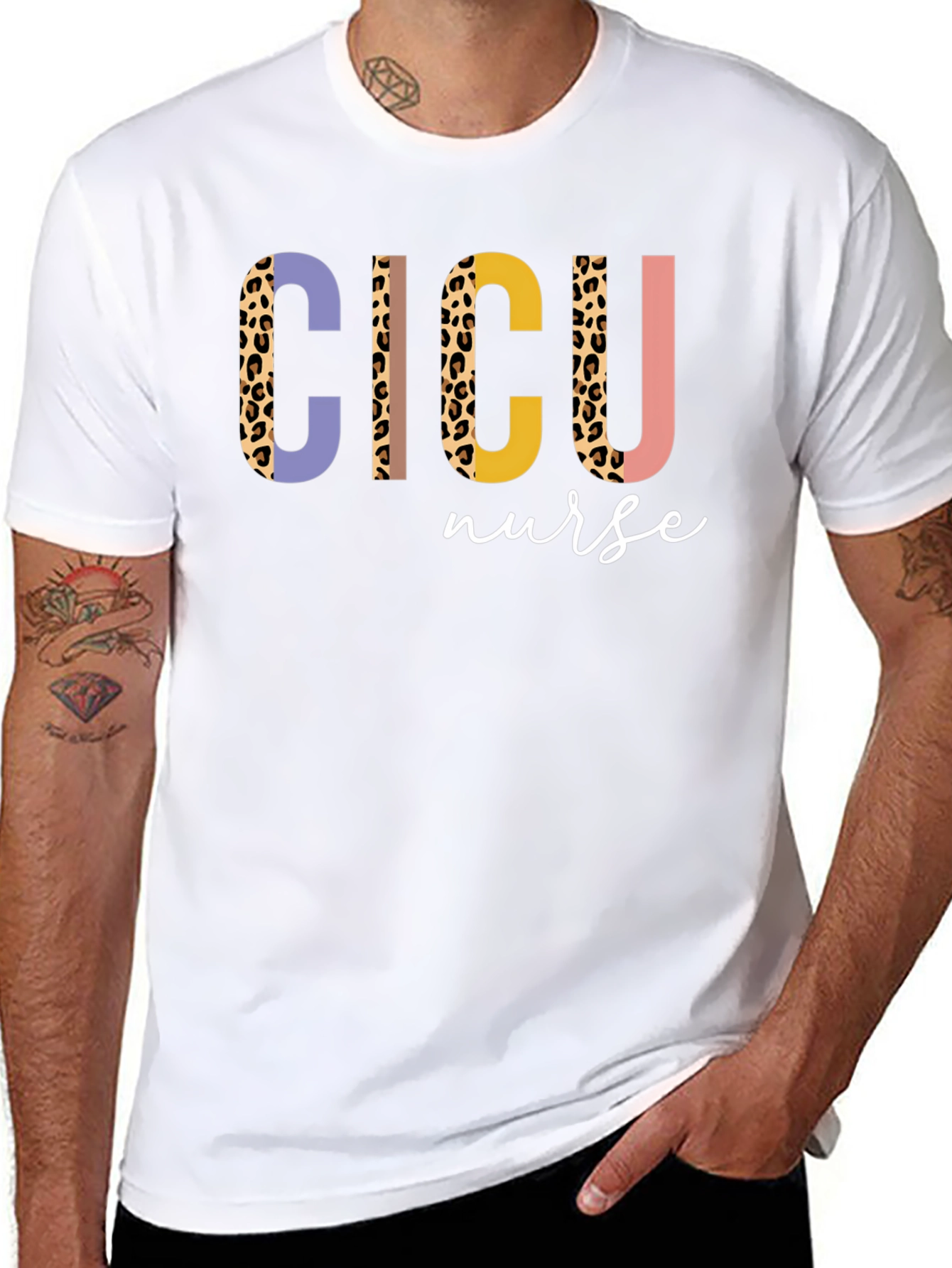 Leopard Print CICU Nurse T-Shirt