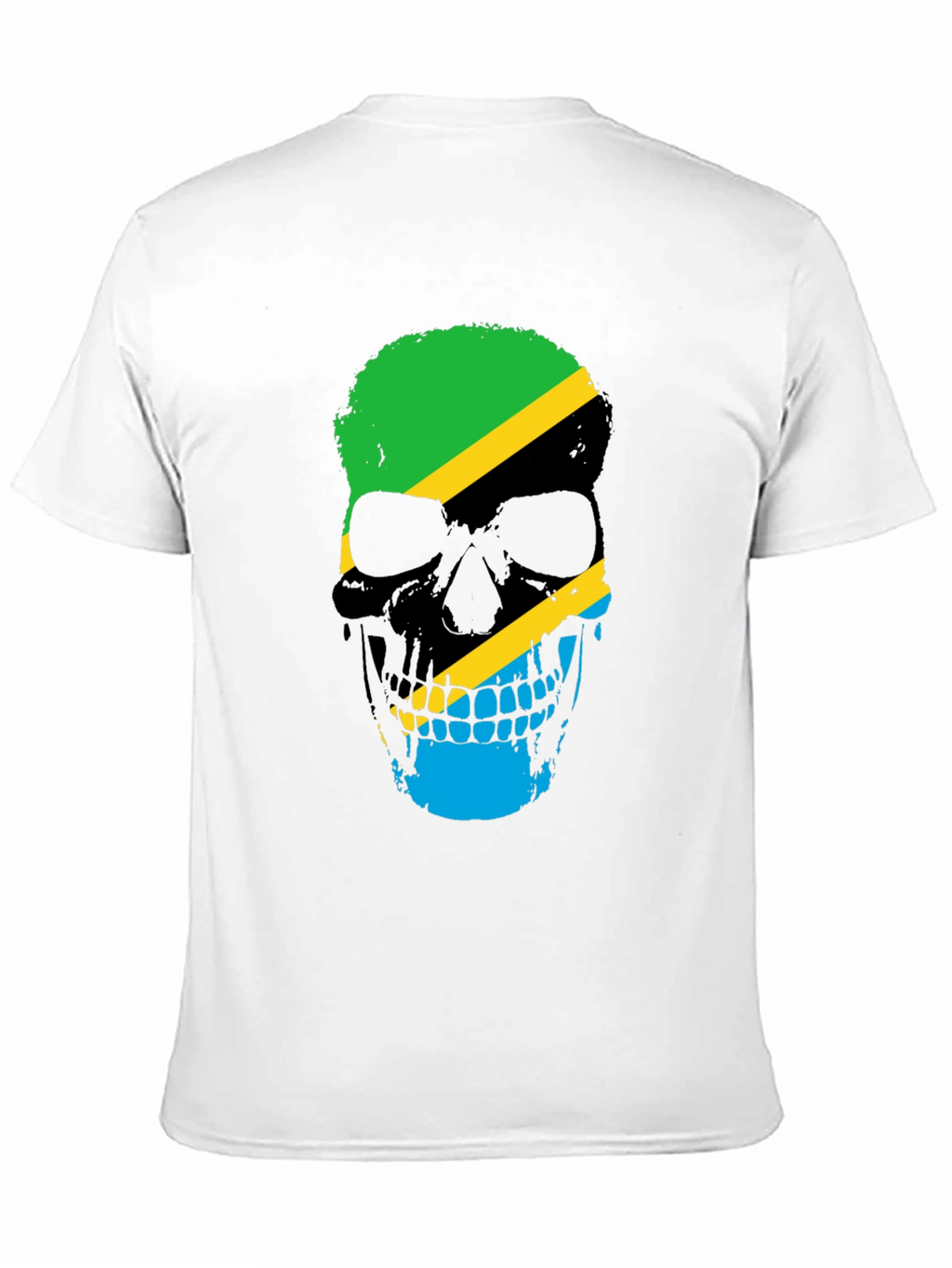 Tanzania Flag Skull Graphic Black T-Shirt