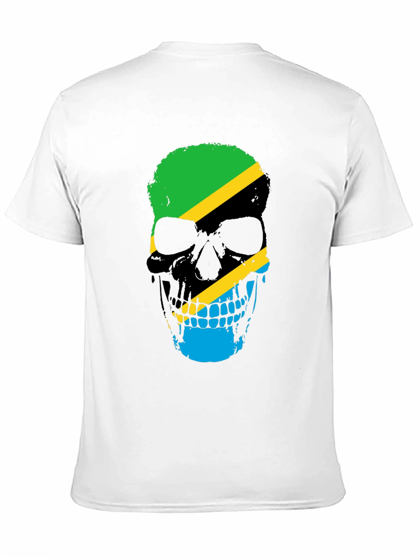 Tanzania Flag Skull Graphic Black T-Shirt
