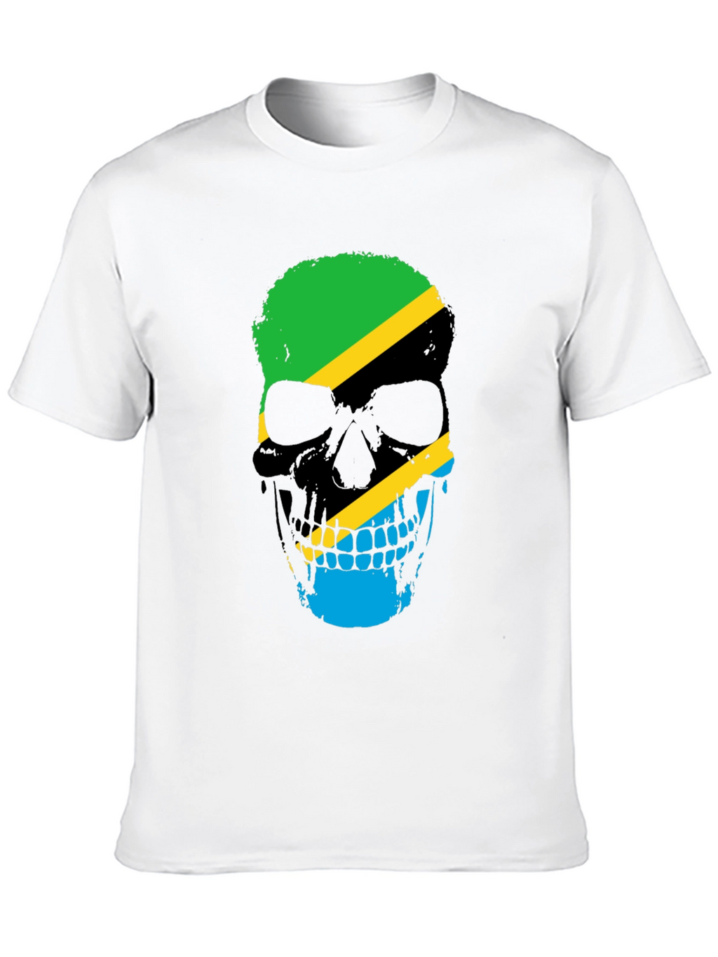 Tanzania Flag Skull Graphic Black T-Shirt