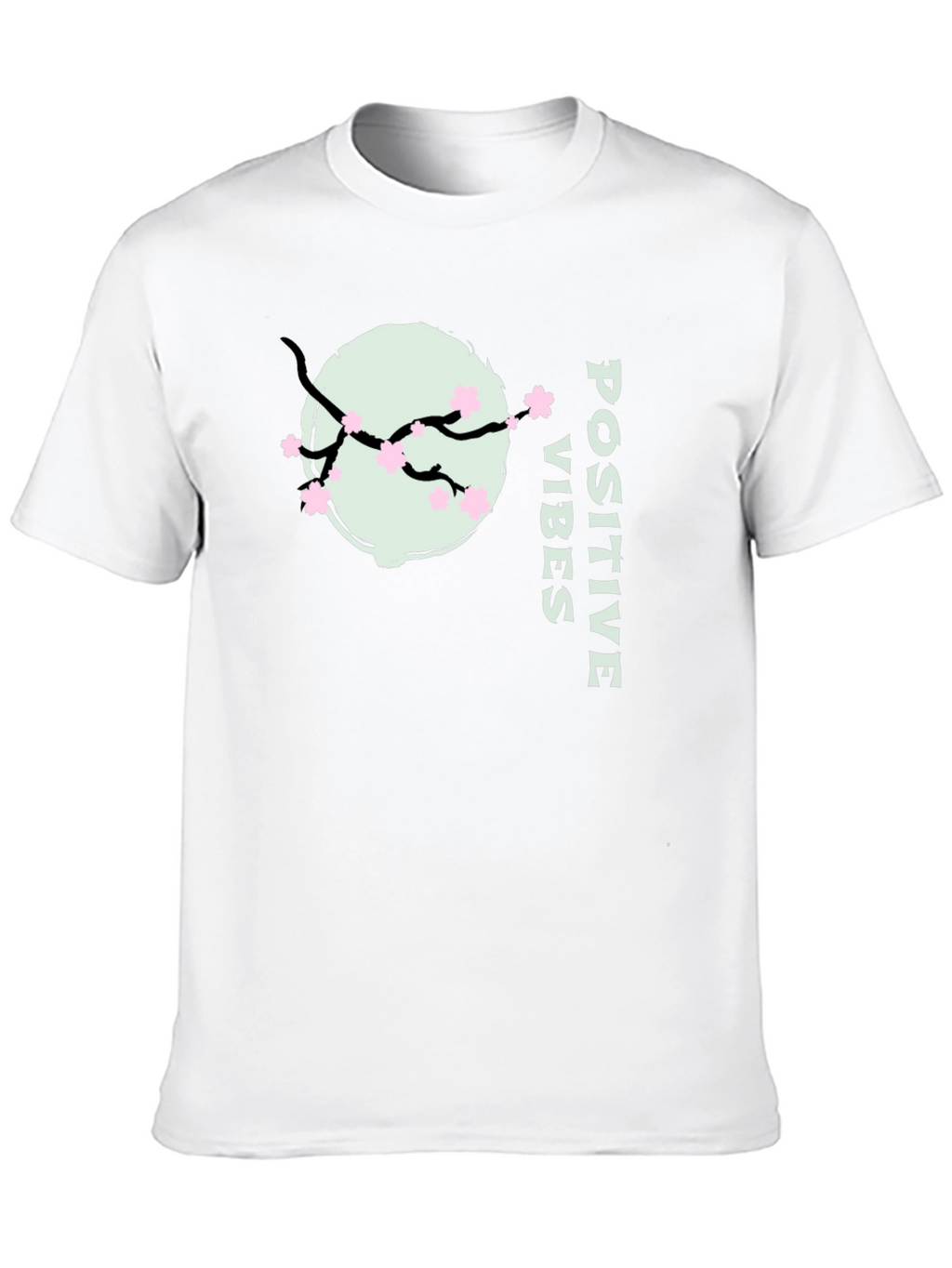 Positive Vibes Cherry Blossom Graphic Tee - Black