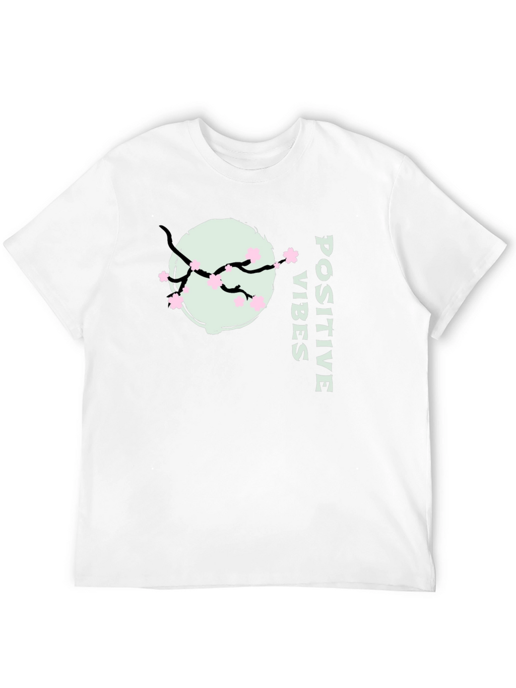 Positive Vibes Cherry Blossom Graphic Tee - Black