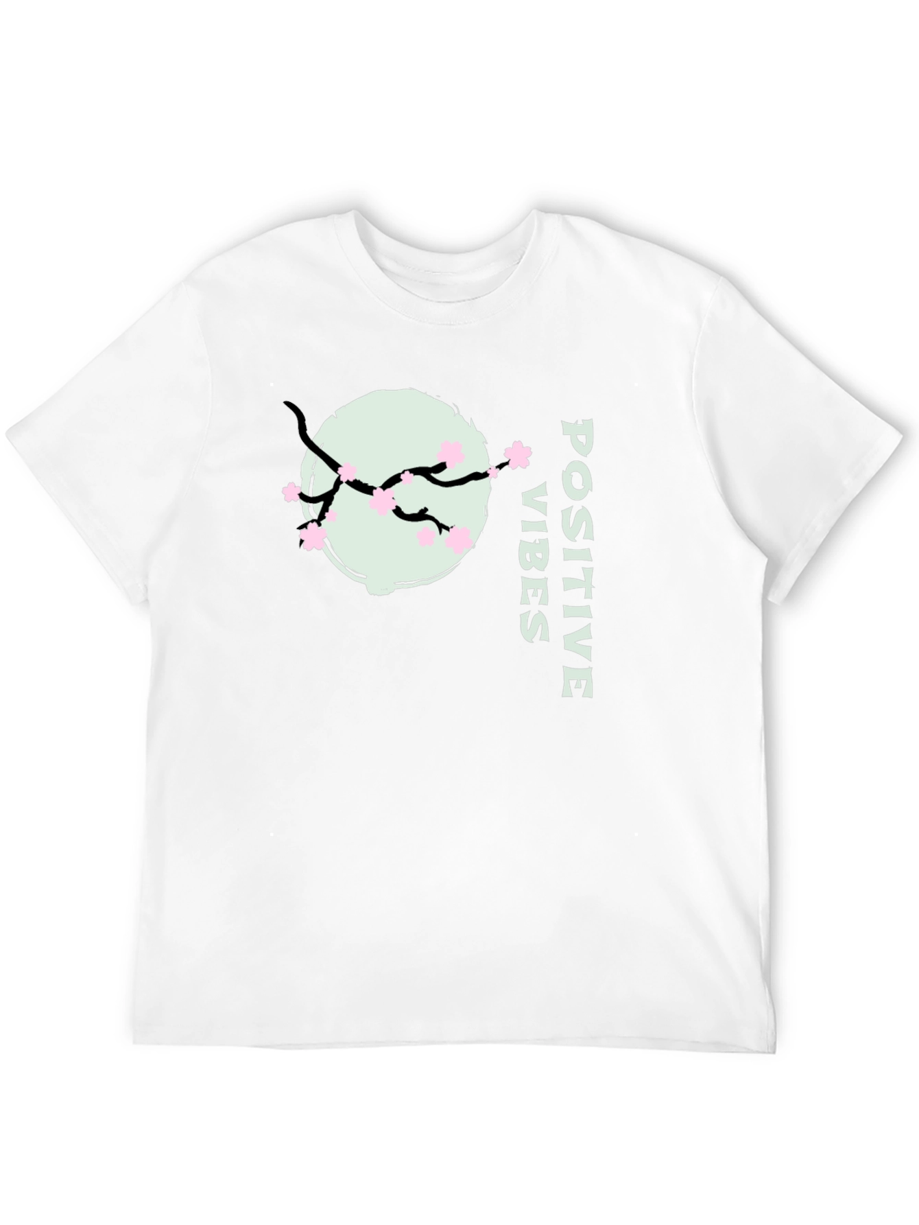 Positive Vibes Cherry Blossom Graphic Tee - Black