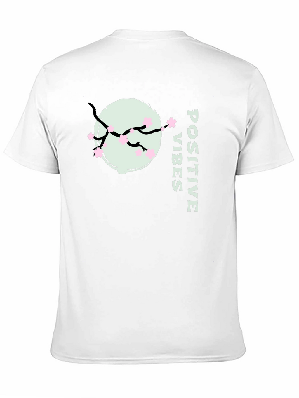 Positive Vibes Cherry Blossom Graphic Tee - Black