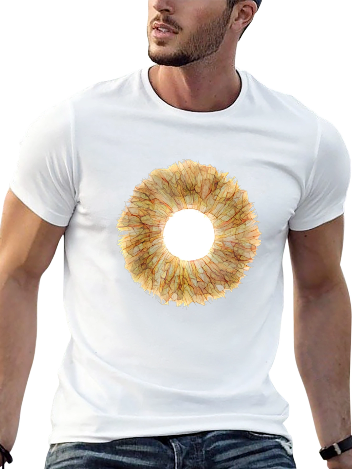 Eye-Catching Floral Ring Graphic Tee - Black