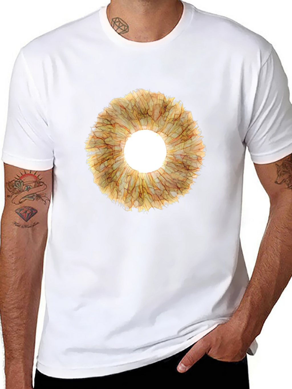 Eye-Catching Floral Ring Graphic Tee - Black