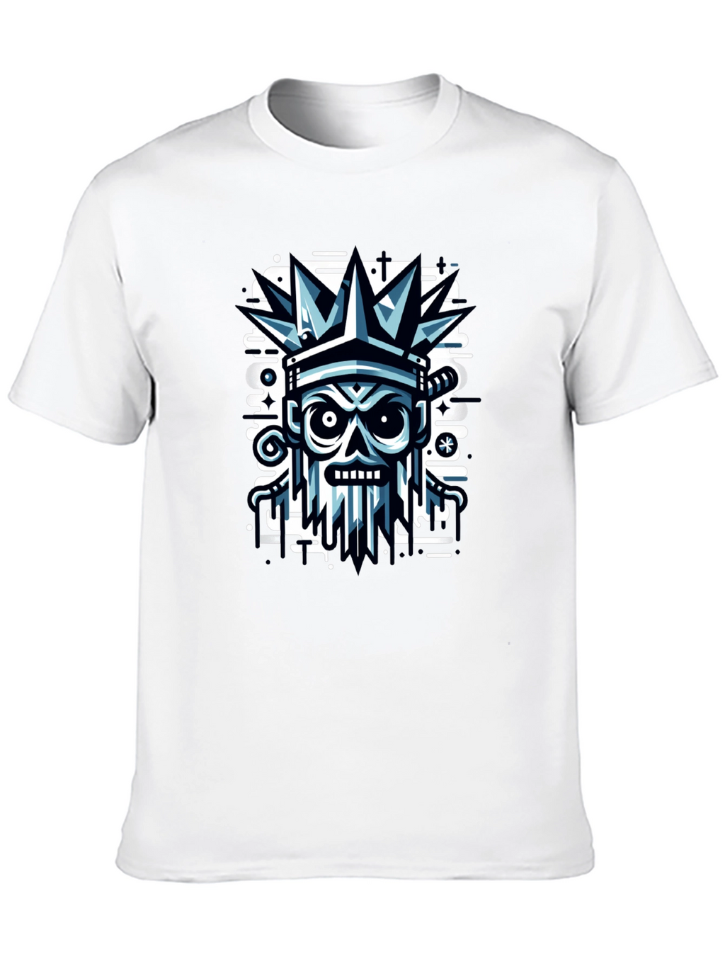 Edgy Skull Crown Graphic Tee - Black