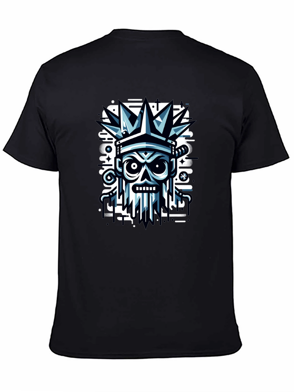 Edgy Skull Crown Graphic Tee - Black