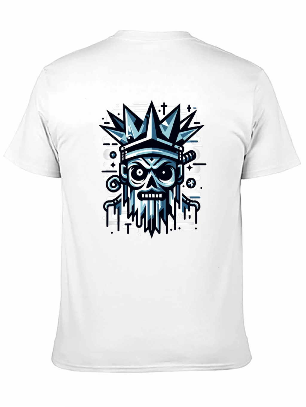 Edgy Skull Crown Graphic Tee - Black