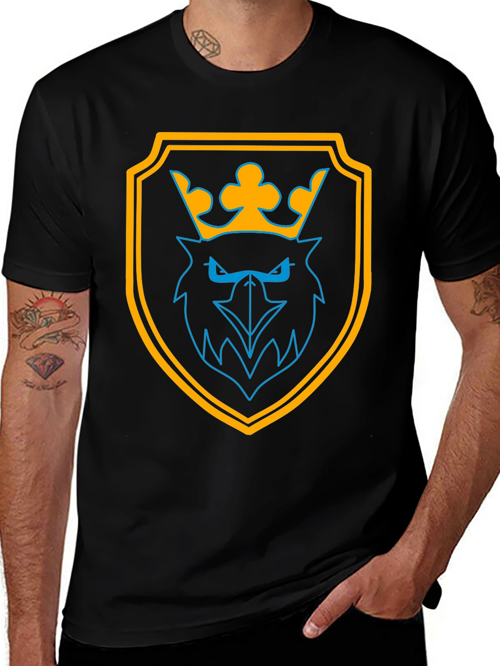 Graphic Tee: Crowned Eagle Shield Black T-Shirt