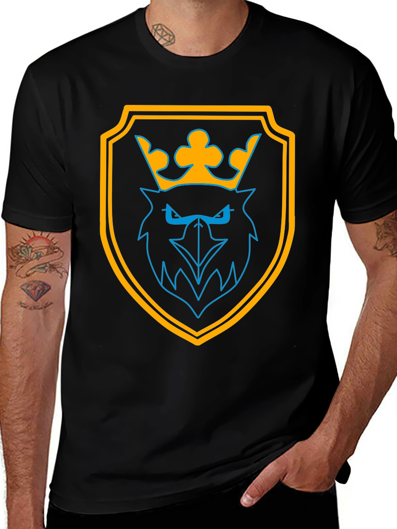 Graphic Tee: Crowned Eagle Shield Black T-Shirt