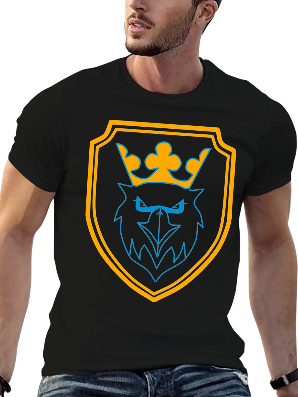 Graphic Tee: Crowned Eagle Shield Black T-Shirt