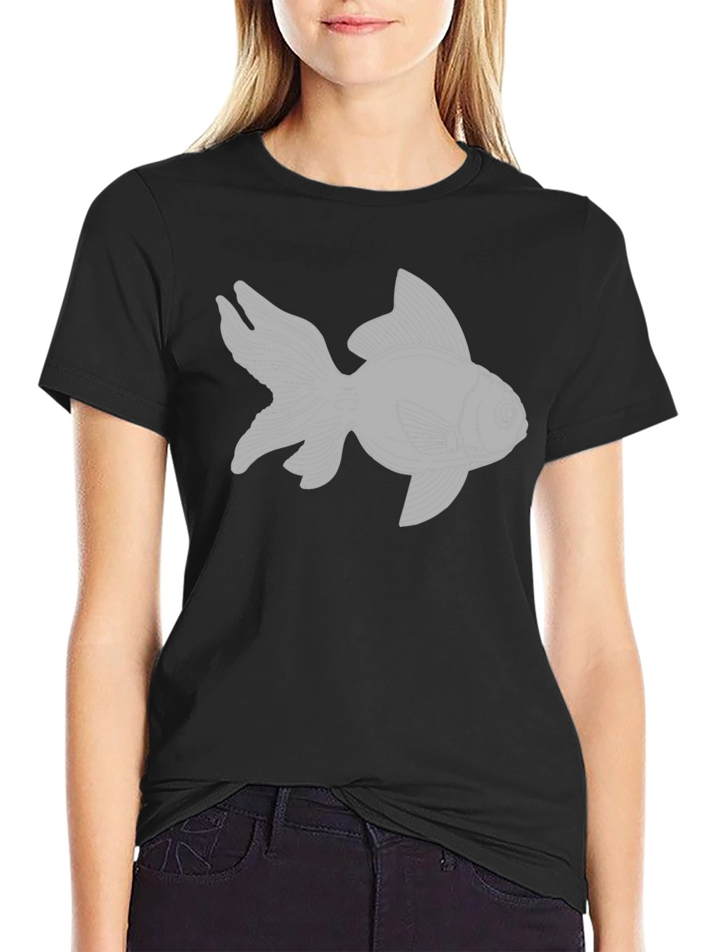 Goldfish Graphic Tee - Black Cotton T-Shirt