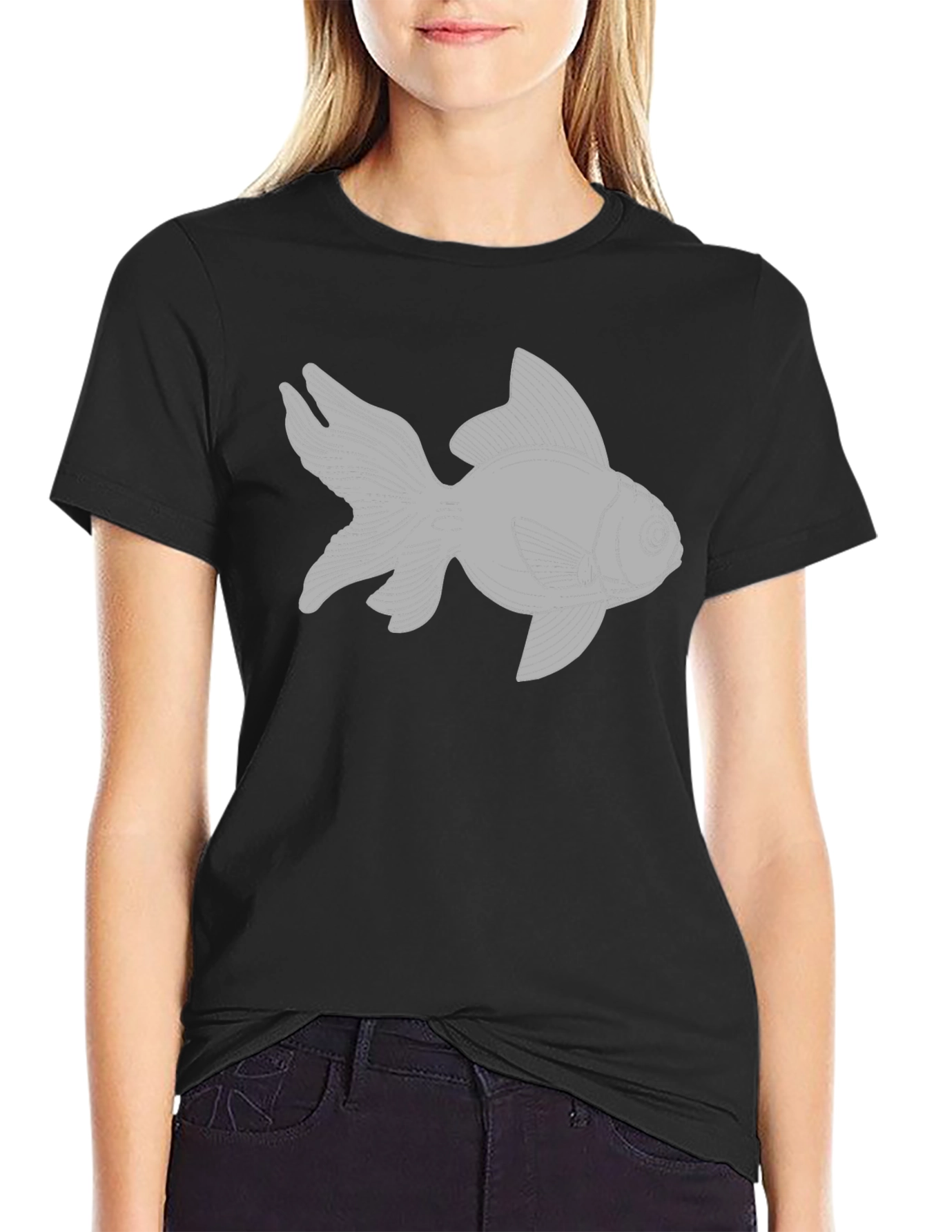 Goldfish Graphic Tee - Black Cotton T-Shirt