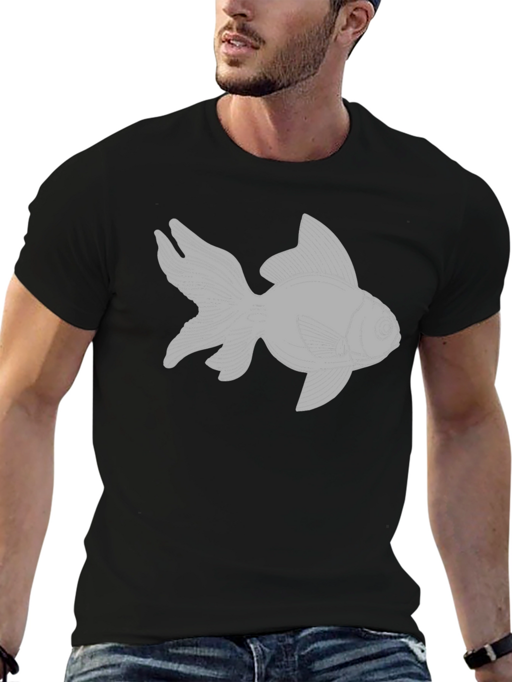 Goldfish Graphic Tee - Black Cotton T-Shirt