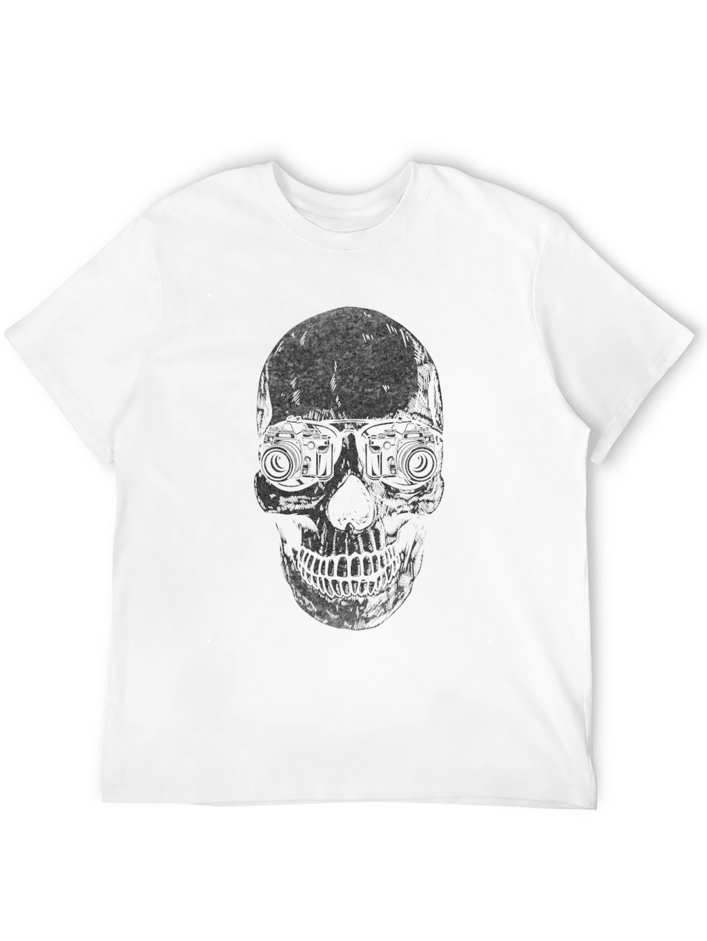 Skull with Camera Eyes T-Shirt - Dark Graphic Tee