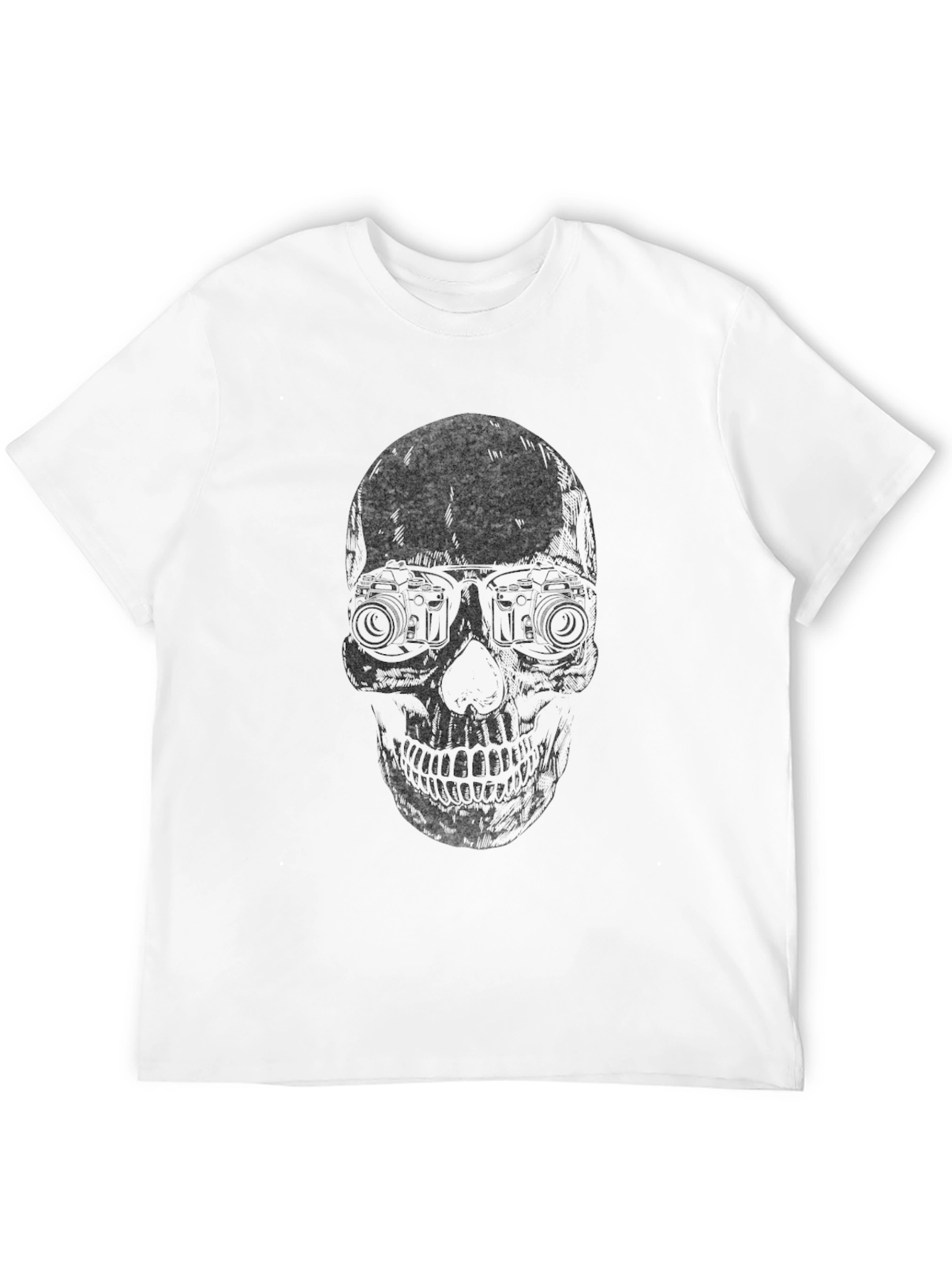 Skull with Camera Eyes T-Shirt - Dark Graphic Tee