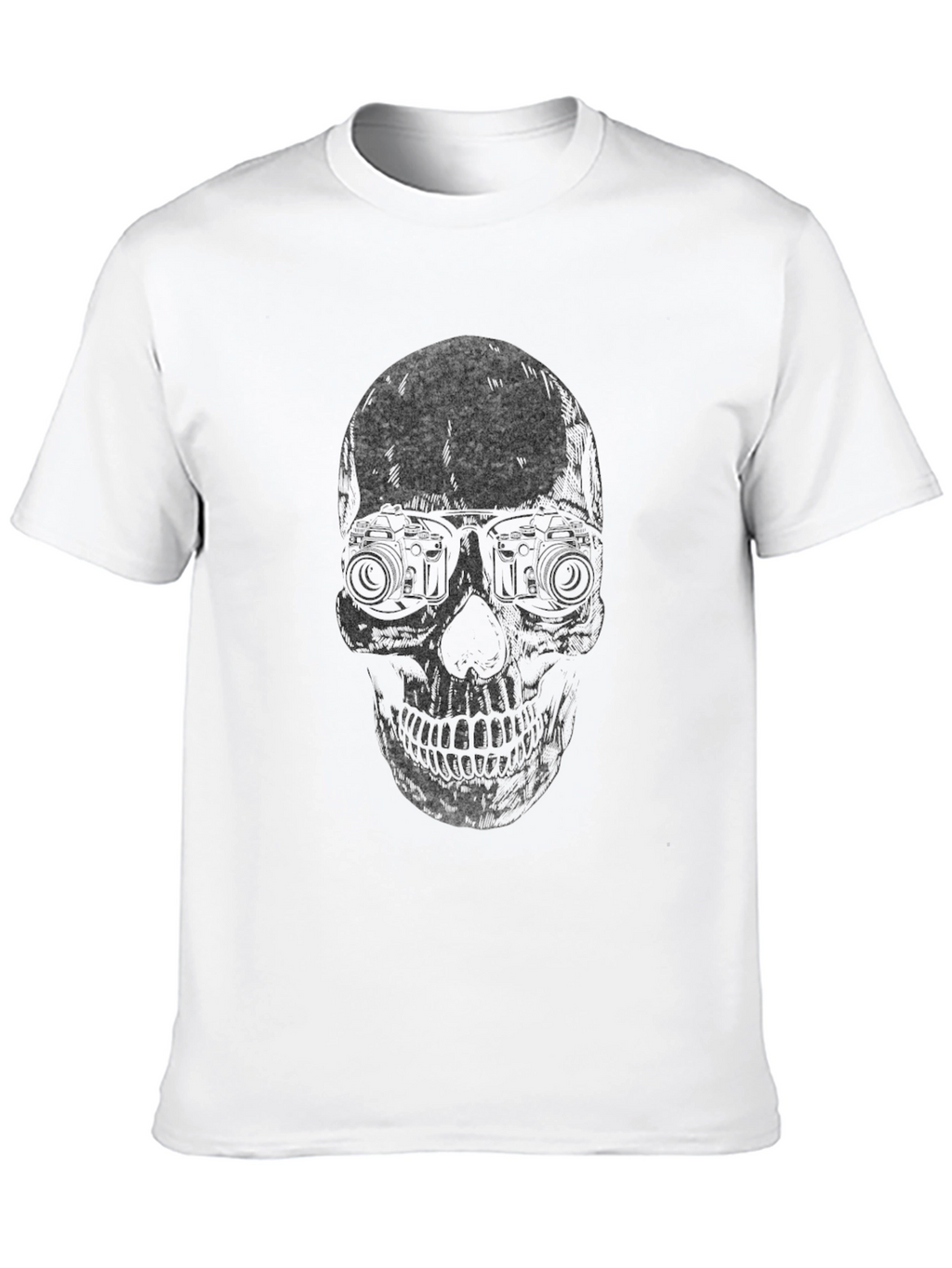 Skull with Camera Eyes T-Shirt - Dark Graphic Tee