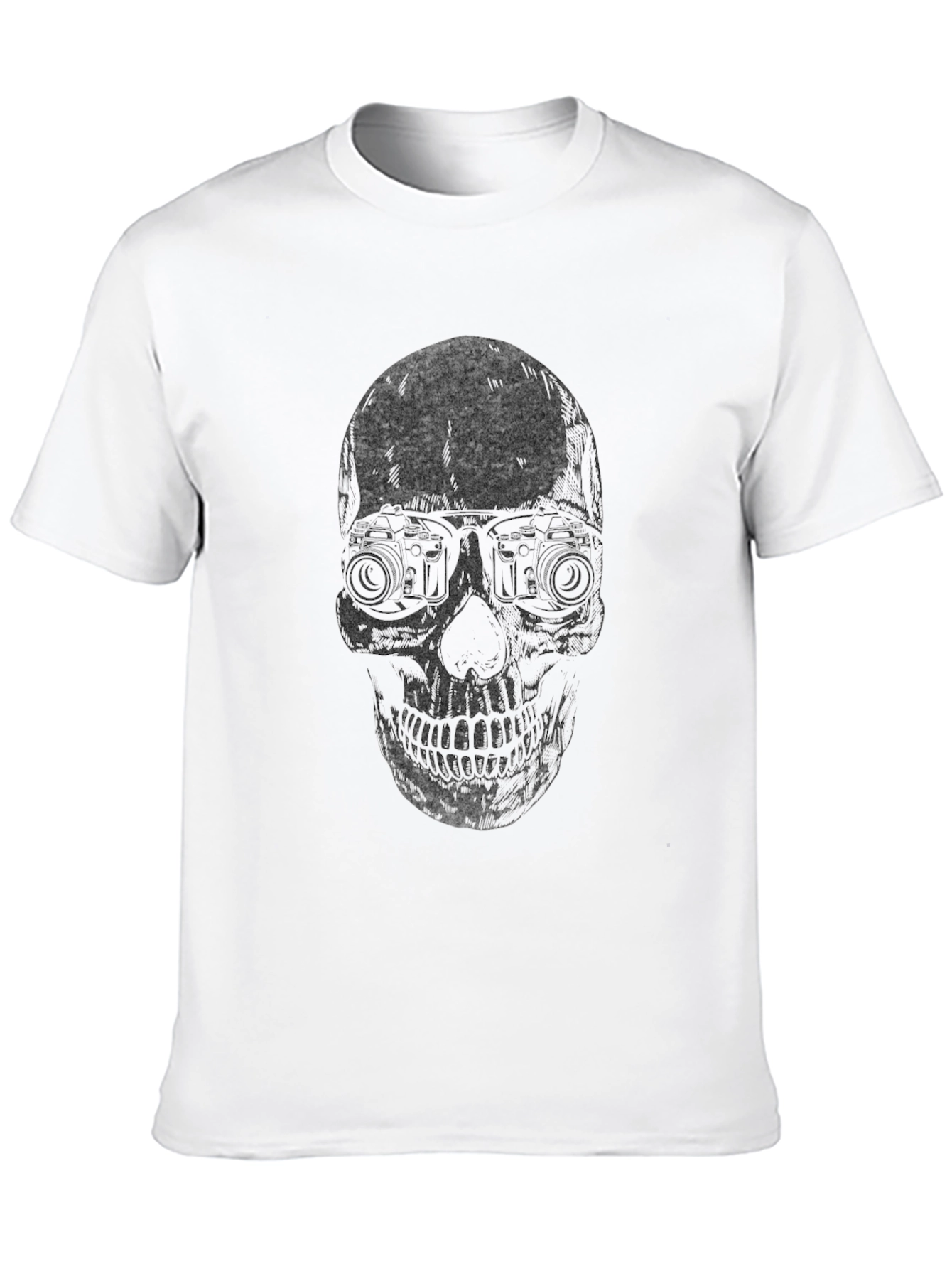 Skull with Camera Eyes T-Shirt - Dark Graphic Tee