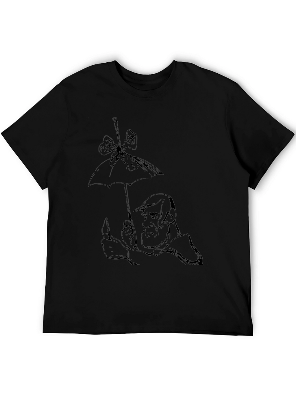 Whimsical Cartoon Graphic Tee - Black Cotton Blend