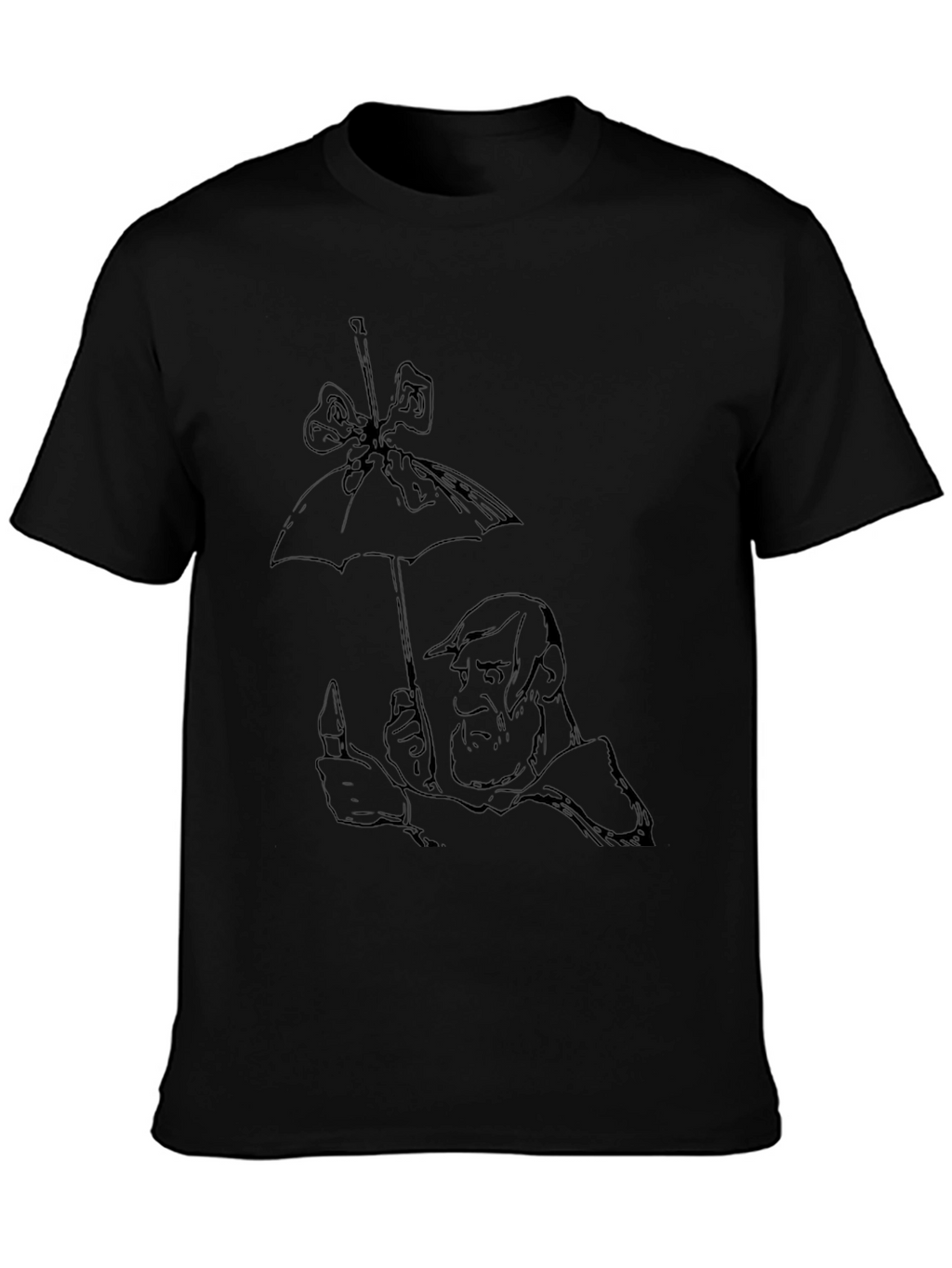Whimsical Cartoon Graphic Tee - Black Cotton Blend