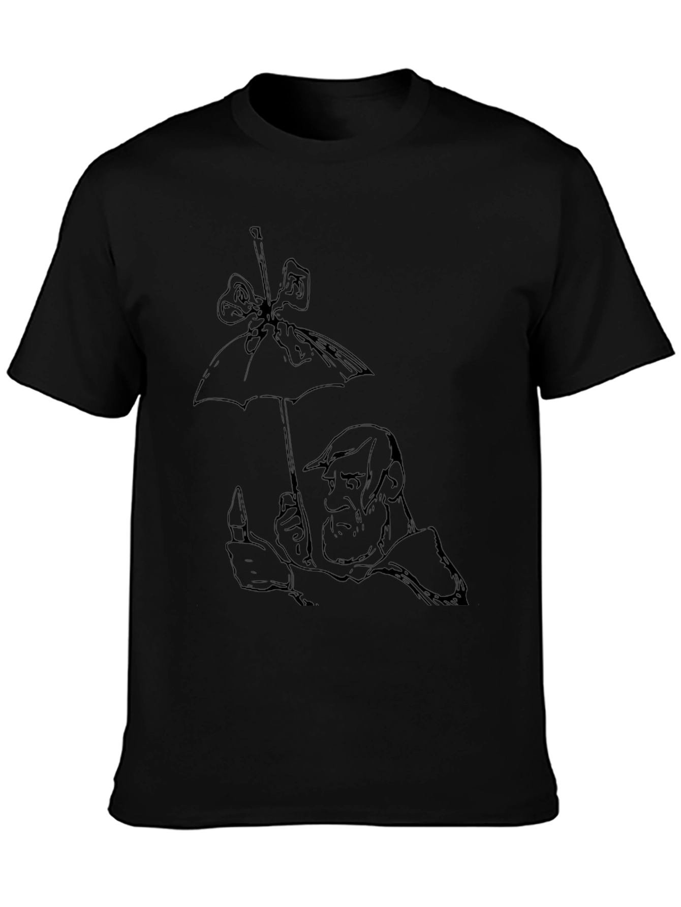 Whimsical Cartoon Graphic Tee - Black Cotton Blend