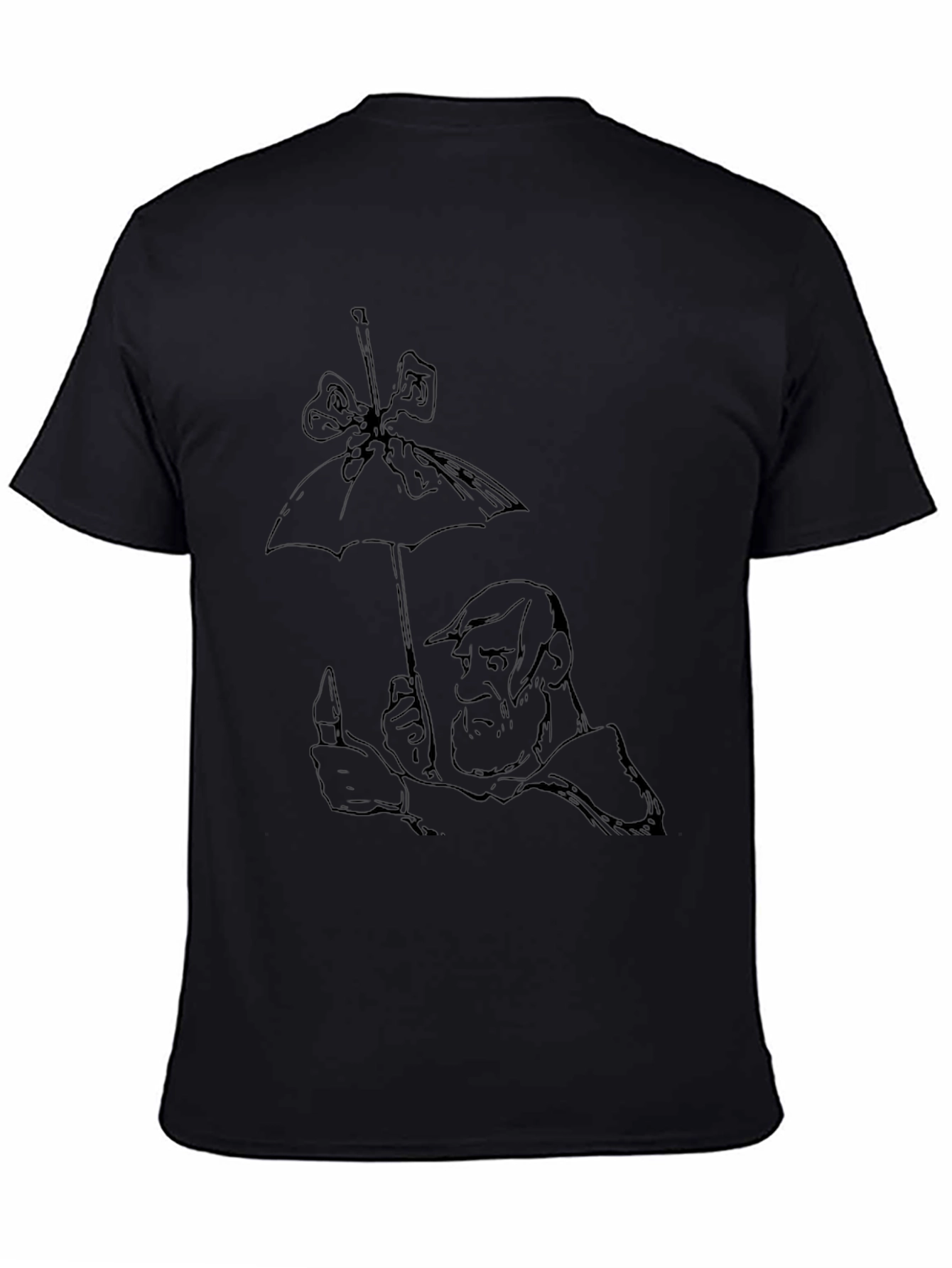 Whimsical Cartoon Graphic Tee - Black Cotton Blend