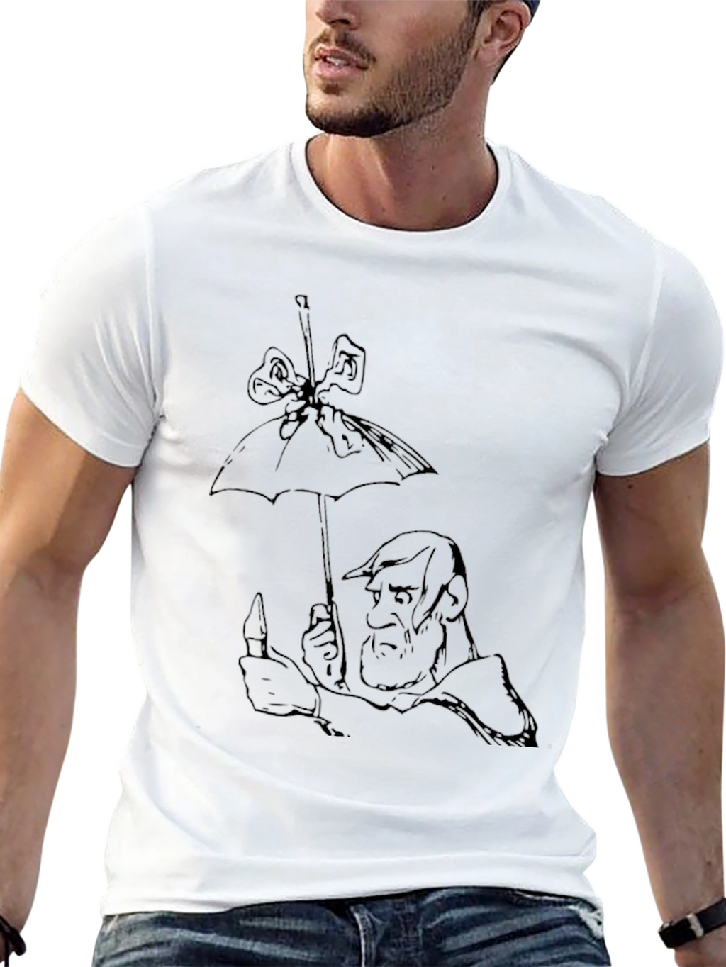Whimsical Cartoon Graphic Tee - Black Cotton Blend