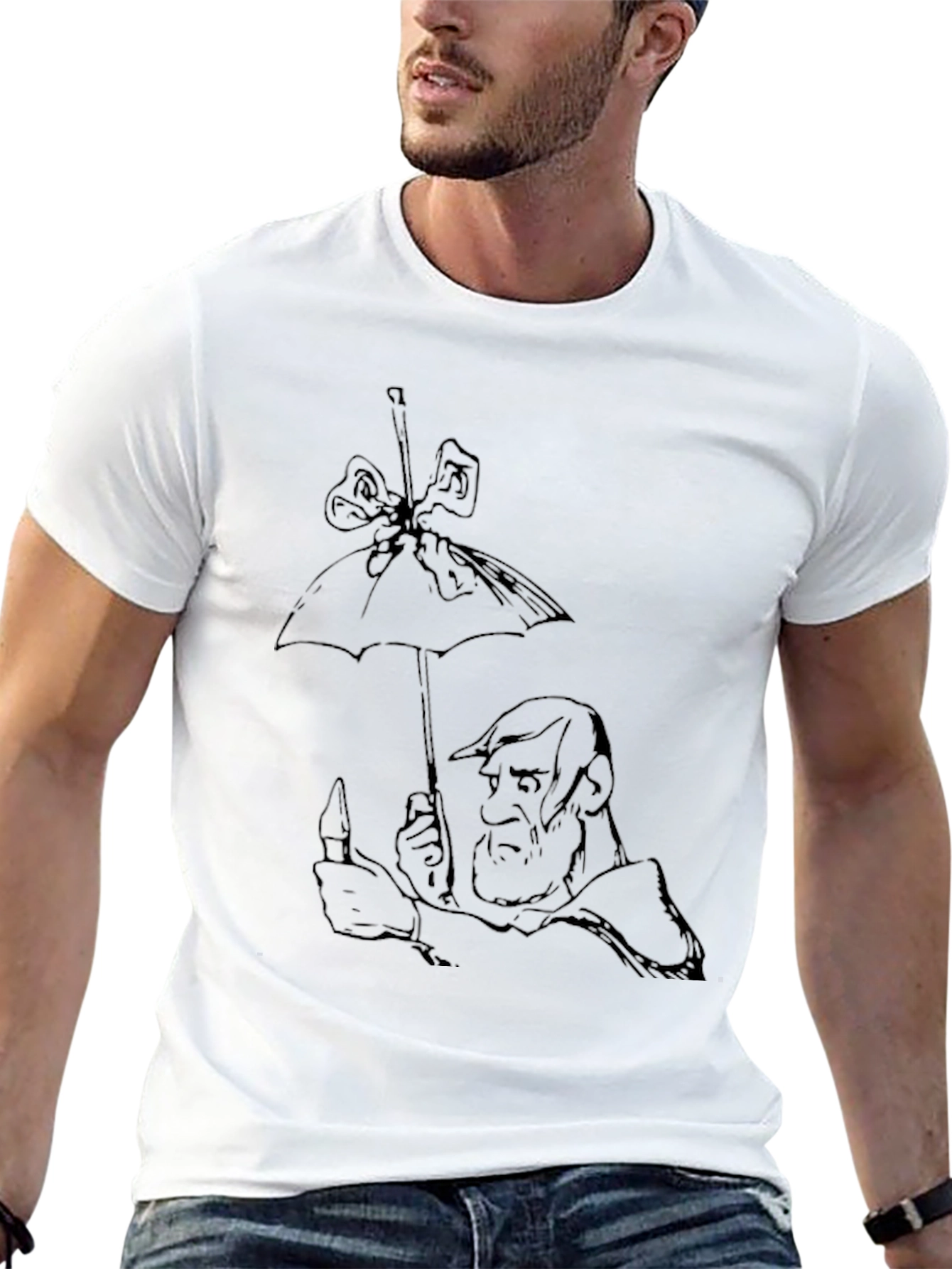 Whimsical Cartoon Graphic Tee - Black Cotton Blend