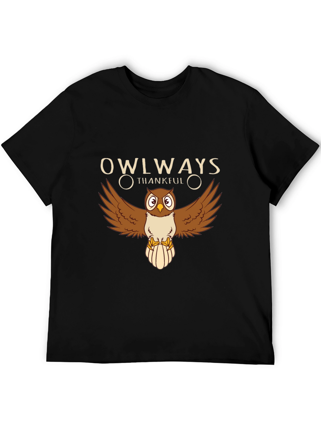 Owlways Thankful Black Graphic Tee