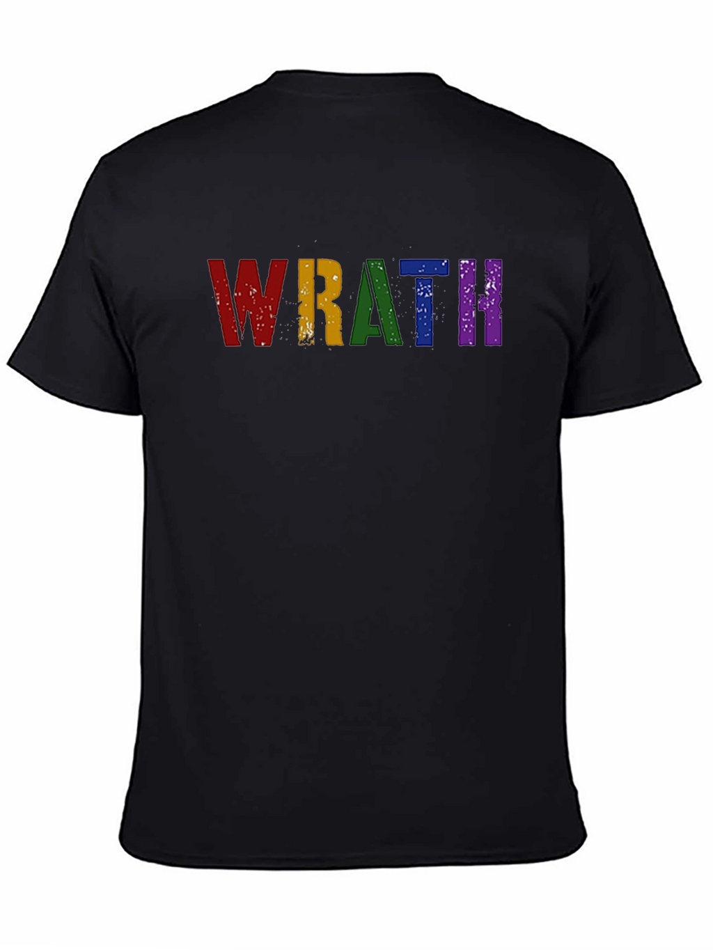 Wrath Rainbow Text Graphic Black T-Shirt