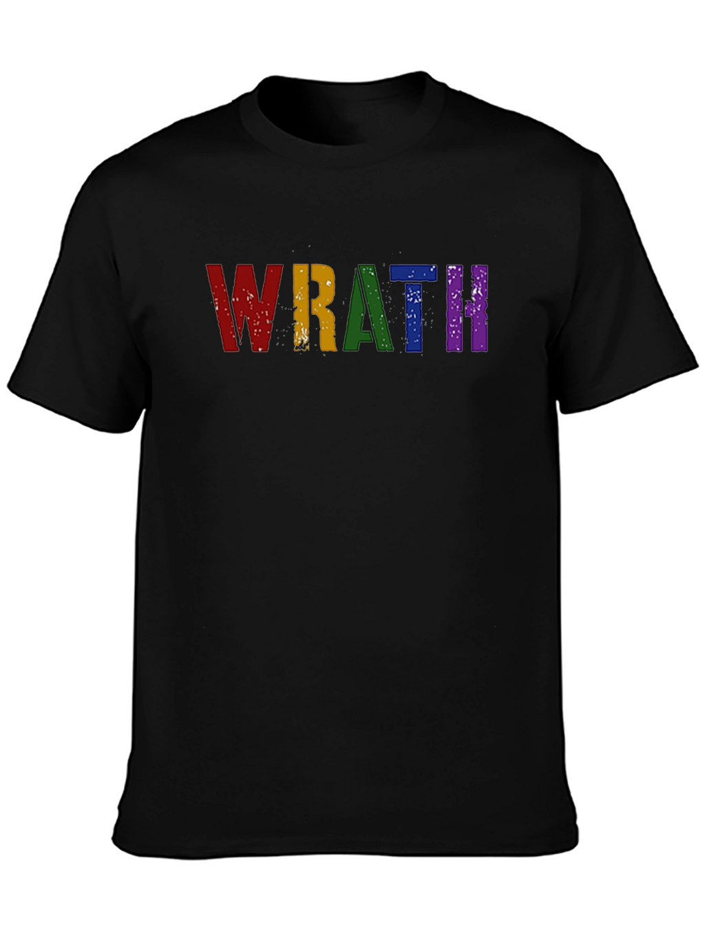 Wrath Rainbow Text Graphic Black T-Shirt