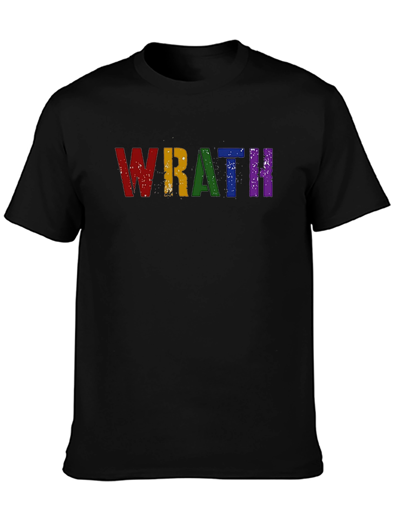 Wrath Rainbow Text Graphic Black T-Shirt