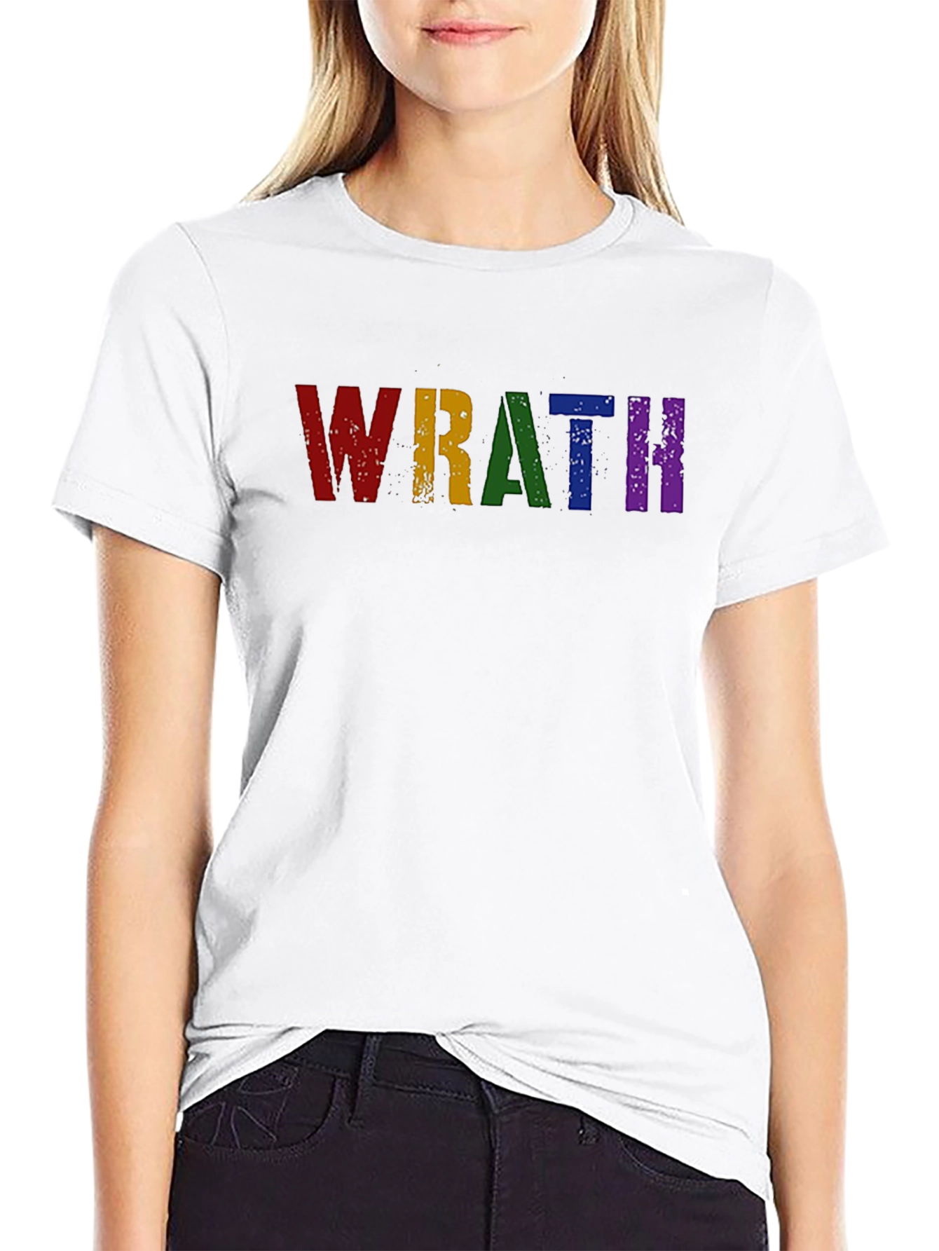 Wrath Rainbow Text Graphic Black T-Shirt