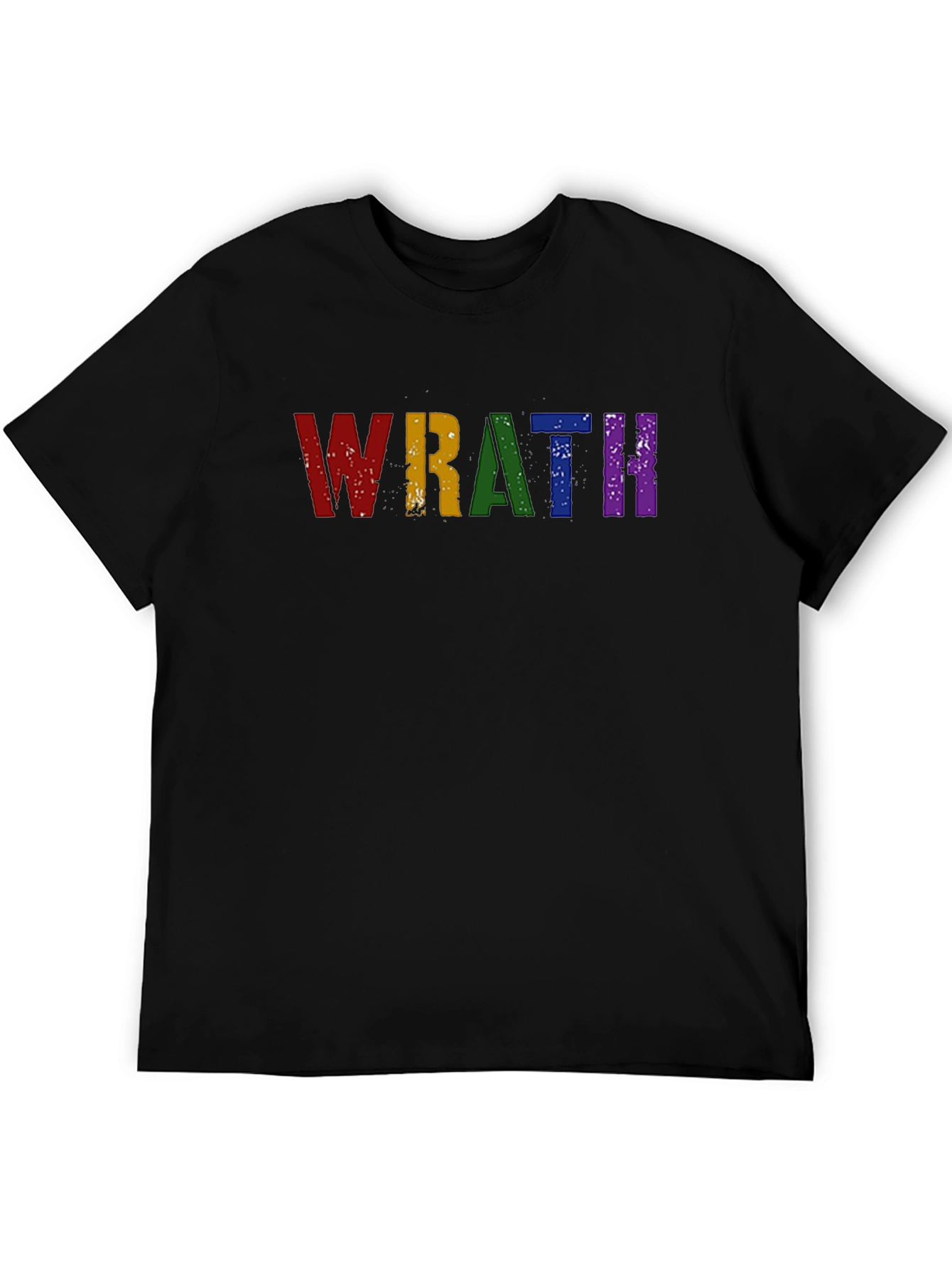 Wrath Rainbow Text Graphic Black T-Shirt