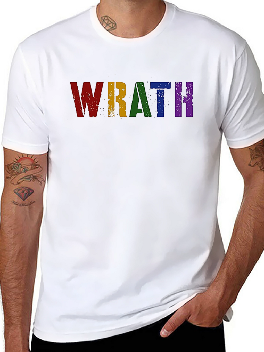 Wrath Rainbow Text Graphic Black T-Shirt