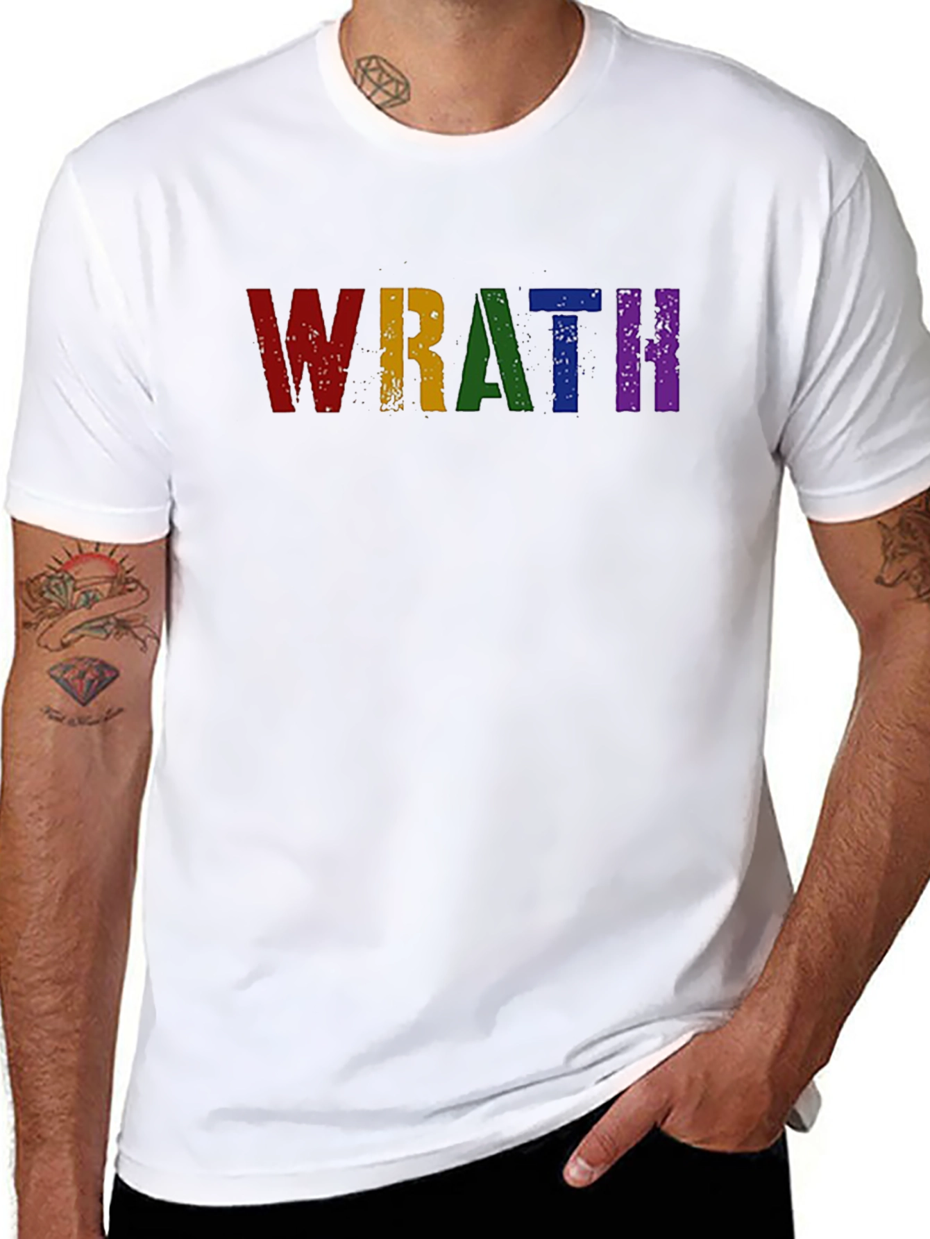 Wrath Rainbow Text Graphic Black T-Shirt