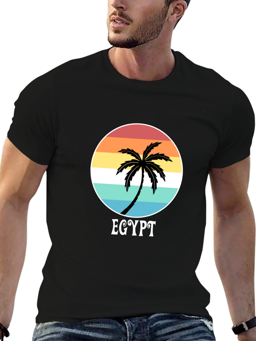 Egypt Palm Tree Sunset Graphic Tee