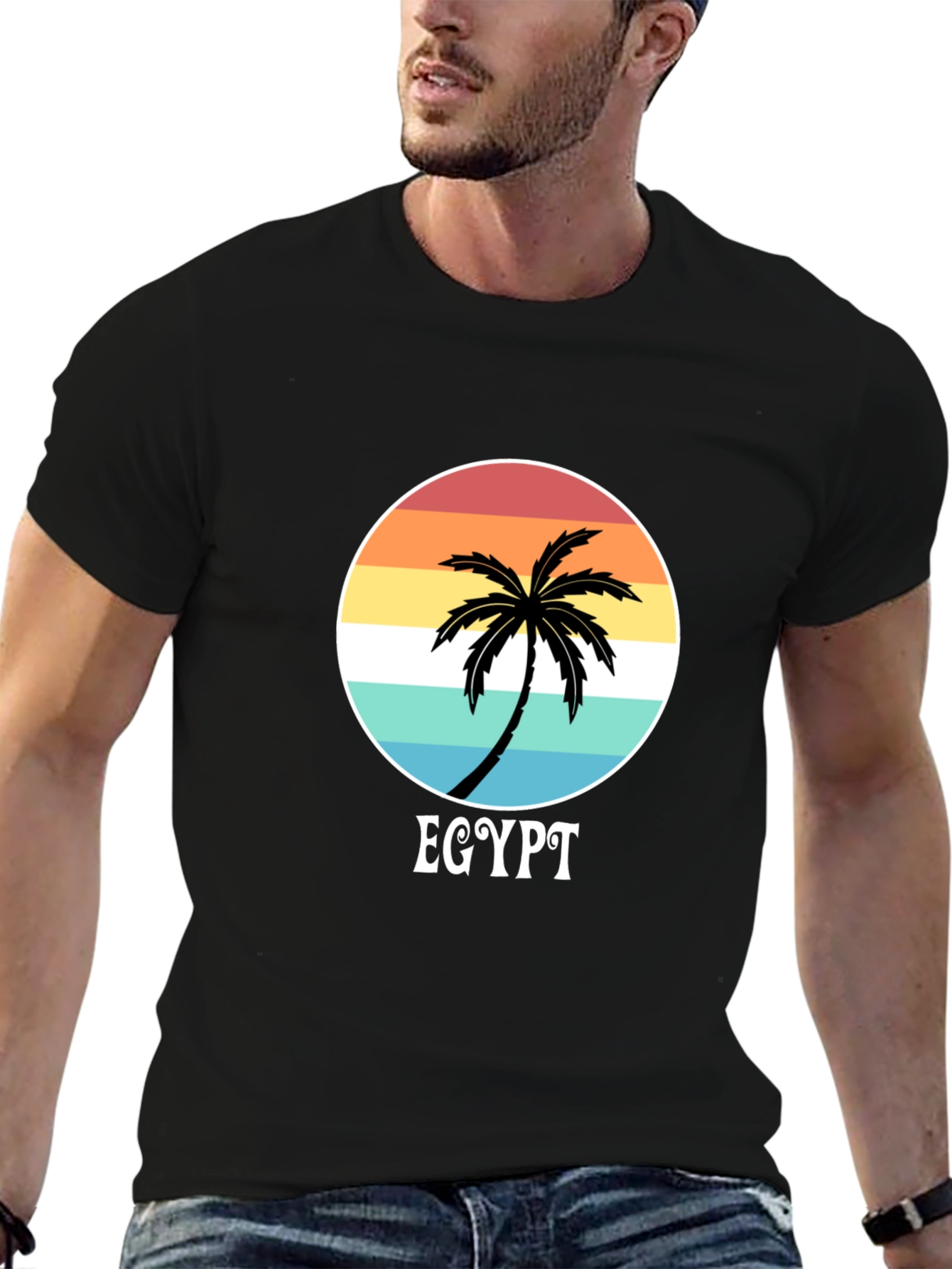 Egypt Palm Tree Sunset Graphic Tee