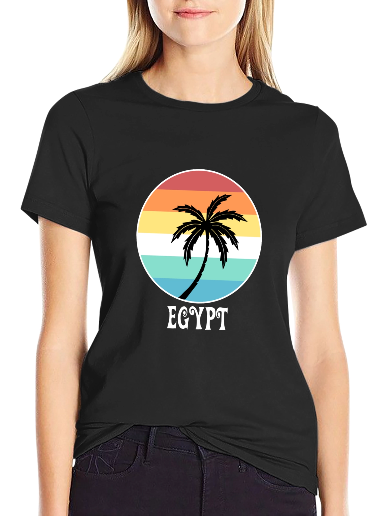 Egypt Palm Tree Sunset Graphic Tee