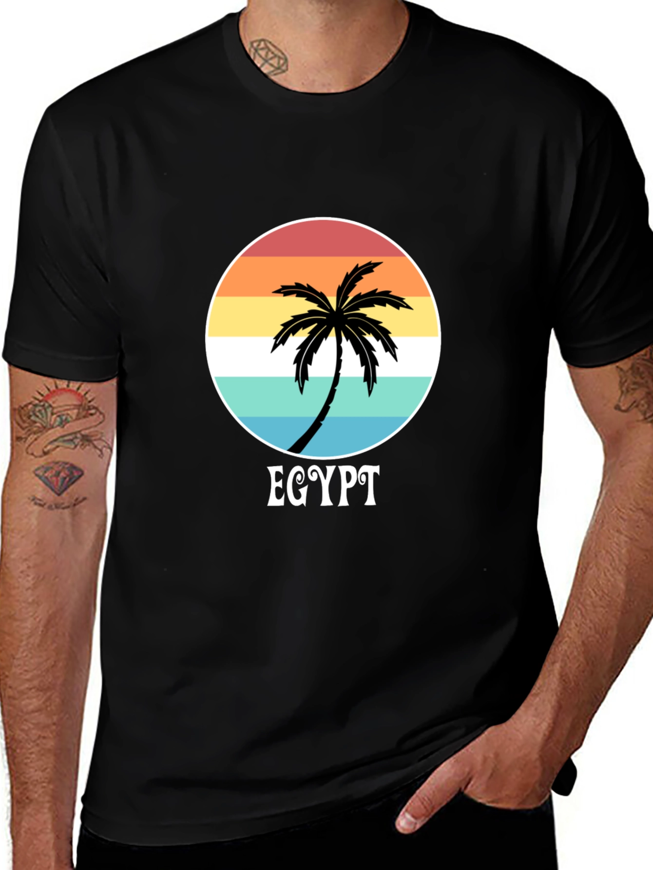 Egypt Palm Tree Sunset Graphic Tee